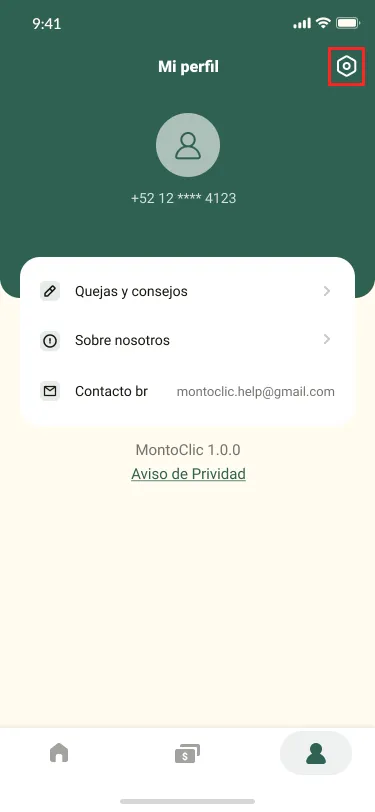 Paso 1: Mi perfil
Toca Configuración